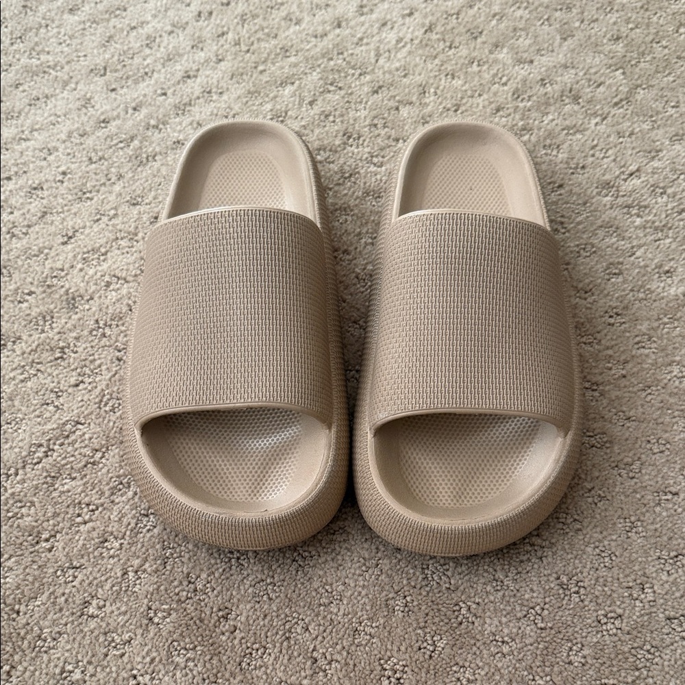 Beige Slide Sandals